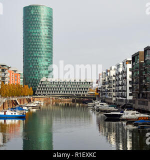 Westhafen Tower, Frankfurt, Deutschland Stockfoto