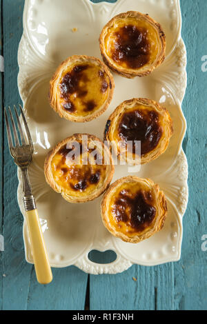 Portugiesische Torten Pastel de Nata Stockfoto