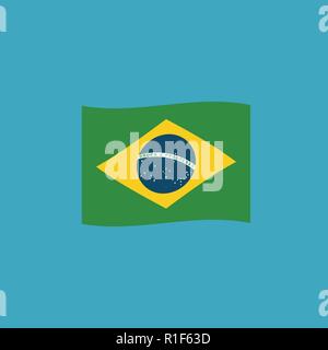 Brasilien Flagge Symbol in flacher Ausführung. Tag der Unabhängigkeit oder der nationalen Feiertag Konzept. Stock Vektor