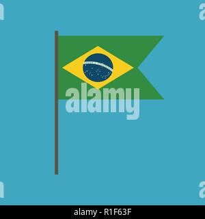 Brasilien Flagge Symbol in flacher Ausführung. Tag der Unabhängigkeit oder der nationalen Feiertag Konzept. Stock Vektor