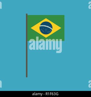 Brasilien Flagge Symbol in flacher Ausführung. Tag der Unabhängigkeit oder der nationalen Feiertag Konzept. Stock Vektor