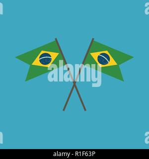 Brasilien Flagge Symbol in flacher Ausführung. Tag der Unabhängigkeit oder der nationalen Feiertag Konzept. Stock Vektor