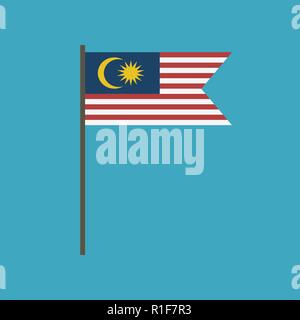 Malaysia Flagge Symbol in flacher Ausführung. Tag der Unabhängigkeit oder der nationalen Feiertag Konzept. Stock Vektor