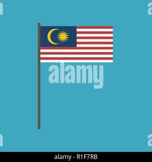 Malaysia Flagge Symbol in flacher Ausführung. Tag der Unabhängigkeit oder der nationalen Feiertag Konzept. Stock Vektor