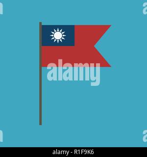 Taiwan Flagge Symbol in flacher Ausführung. Tag der Unabhängigkeit oder der nationalen Feiertag Konzept. Stock Vektor