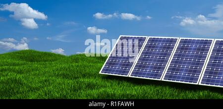 Solar-Panel erzeugt grüne, umweltfreundliche Energie aus der Sonne. Stockfoto
