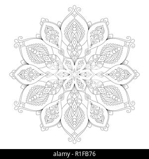 Mandala Färbung Seite Flower Design Element für Erwachsene Farbe Buch Stock Vektor