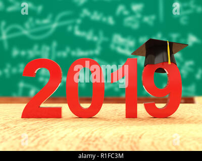 Neues Jahr 2019 mit Bücher - gerenderten 3D-Bild Stockfoto