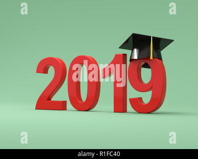 Neues Jahr 2019 mit Bücher - gerenderten 3D-Bild Stockfoto