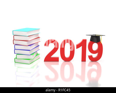 Neues Jahr 2019 mit Bücher - gerenderten 3D-Bild Stockfoto
