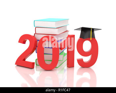 Neues Jahr 2019 mit Bücher - gerenderten 3D-Bild Stockfoto