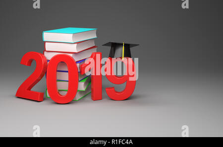 Neues Jahr 2019 mit Bücher - gerenderten 3D-Bild Stockfoto