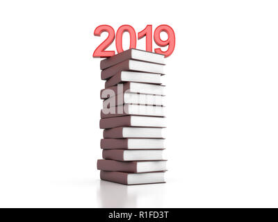 Neues Jahr 2019 mit Text Bücher - 3D Rendering Image Stockfoto