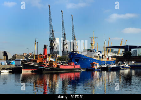 South Dock, West India Docks, Canary Wharf, Docklands, East London, Vereinigtes Königreich Stockfoto