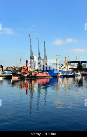 South Dock, West India Docks, Canary Wharf, Docklands, East London, Vereinigtes Königreich Stockfoto