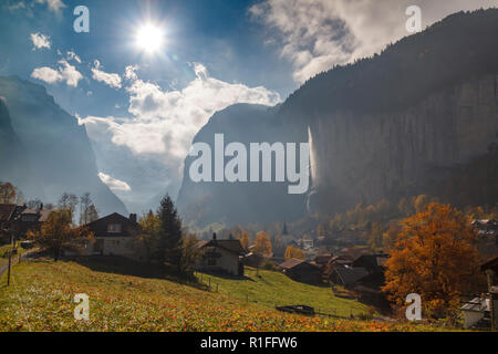 Lauterbrunnen Dorf in den Alpen, im Kanton Bern in der Schweiz Stockfoto