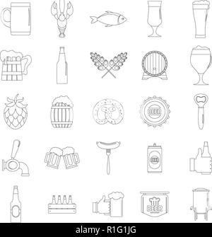 Bier Symbole gesetzt. Überblick Abbildung: 25 Bier Vector Icons für Web Stock Vektor