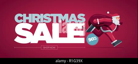 Vektor Weihnachten Banner Design mit Santa Claus Abbildung. Weihnachten Verkauf Konzept Design. Am besten für Poster, Werbung oder social media Post. Stock Vektor