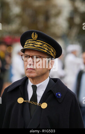 Präfekt von Lyon, Pascal Mailhos besucht 11. November Zeremonie, Lyon, Frankreich Stockfoto