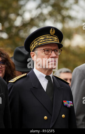 Präfekt von Lyon, Pascal Mailhos besucht 11. November Zeremonie, Lyon, Frankreich Stockfoto