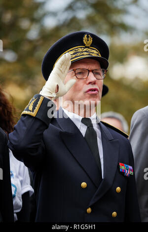 Präfekt von Lyon, Pascal Mailhos besucht 11. November Zeremonie, Lyon, Frankreich Stockfoto