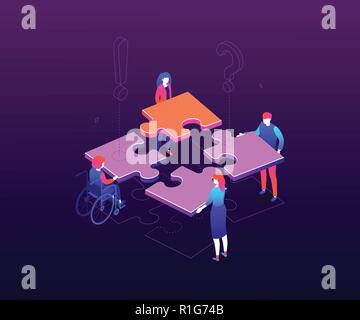 Teambuilding Konzept - moderne und farbenfrohe isometrische Vector Illustration Stock Vektor