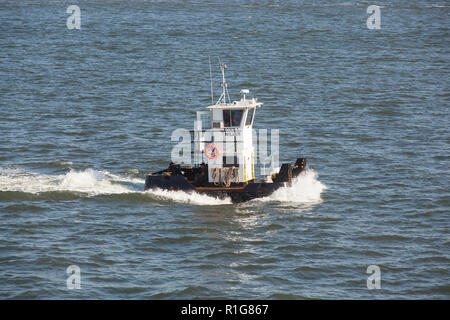 Drücken Sie Boot Tony L. Miller, den Hudson River, NY, Vereinigte Staaten von Amerika. Stockfoto