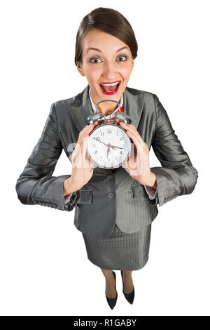 Zeit-management Konzept mit Business Lady mit Wecker Stockfoto