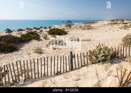 Praia Da Comporta in der Nachmittagssonne, Comporta, der Halbinsel Troia, Setubal, Lissabon, Portugal, Europa Stockfoto