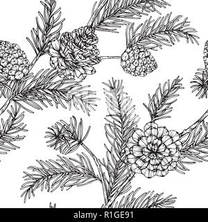 Weihnachten Muster nahtlose Hintergrund. Mit pine Mais Abbildung. Stock Vektor