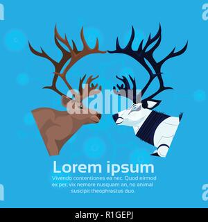 Paar Rentiere Roboter künstliche Intelligenz Konzept robotic Rotwild cartoon Tier flache Kopie Raum Stock Vektor
