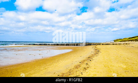 Strand an der Nordsee und Westerschelde in der Nähe der Hafenstadt Vlissingen in der Provinz Zeeland, Niederlande Stockfoto