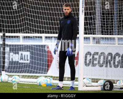 England U21 Torhüter Angus Gunn während des Trainings im St George's Park, Burton. Stockfoto