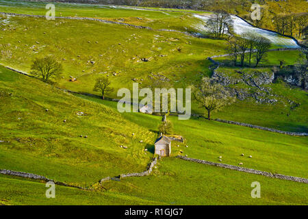 Altes Feld Scheunen in der Nähe von Dübel Dale, in der oberen Taube Tal, Peak District, England. Stockfoto