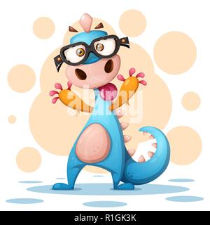 Nett, lustig, hübsch Dino, Dinosaurier Zeichen. Stock Vektor