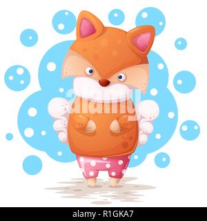 Cute Fox und Angel Wings illutration. Stock Vektor