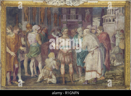 Einheit des Staates. Fresko von Italienischen manieristischen Malers Rosso Fiorentino (1535-1537) in der Galerie von Franz I. im Schloss von Fontainebleau (Château de Fontainebleau) in der Nähe von Paris, Frankreich. Stockfoto