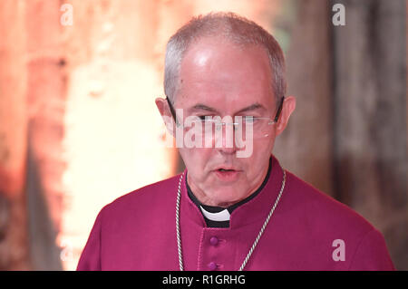 Erzbischof von Canterbury Justin Welby sprechen an des Herrn Bürgermeister Bankett in der Guildhall in London. Stockfoto