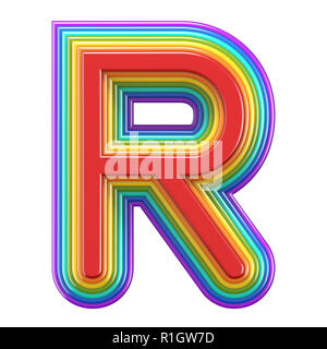 Konzentrische rainbow font Buchstaben R 3D Rendering Illustration auf weißem Hintergrund Stockfoto