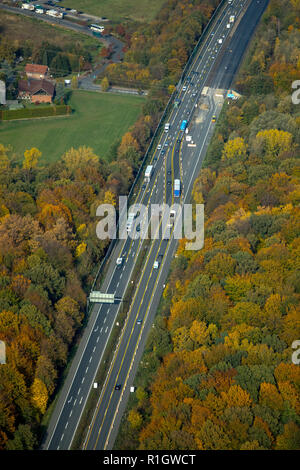 Luftaufnahme, Baustelle auf der Autobahn A31 im Norden, Norden Autobahn Kreuzungen Bottrop Eigen, Bottrop, Ruhrgebiet,Rhine-Westphal Stockfoto