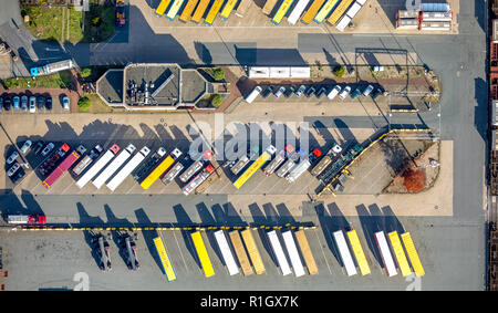 Luftaufnahme, Duisport, Duisburg Hafen, Logistik, Transport, Behälter, Container verladen, Handelsplatz, Binnenwasserstraßen, Kasslerfeld, Duisburg, R Stockfoto