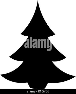 Christmas tree schwarzes Symbol. Vektor Baum Silhouette isoliert auf weißem Hintergrund. Stock Vektor