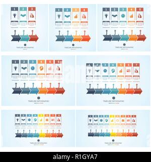 Stellen konzeptionelle Business Timeline Infografik, Vektor Design Vorlagen für 3 4 5 6 7 8 9 Position kann für Workflow, Banner, Diagramm verwendet werden, web Desig Stock Vektor