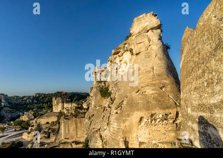 Château des Baux de Provence, Felsen, Sonnenuntergang, Provence, Frankreich Stockfoto