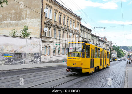 Lemberg, Ukraine - Juli 11, 2018: Street View in Lemberg Stadt, wo ist die größte Stadt in der westlichen Ukraine und der 7. größte Stadt im Land Stockfoto