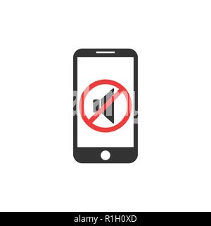 Silent Mode der Smartphone. Schwingung. lautlosen Modus. Symbol "Lautsprecher" aus. Vector Illustration Stock Vektor