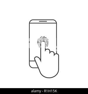 Smartphone touch Symbol. Fingerprint Symbol. Vector Illustration flach Stock Vektor