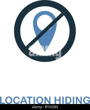 Lage ausblenden Symbol in zwei Farben. Premium Design von Internet Security Icons Collection. Pixel Perfect einfache Piktogramm Standort ausblenden Symbol für Web Design und Druck. Stock Vektor