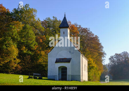 Kapelle St. Ulrich in Mühltal, Isar Valley, in der Nähe von Straßlach-Dingharting, Oberbayern, Bayern, Deutschland Stockfoto