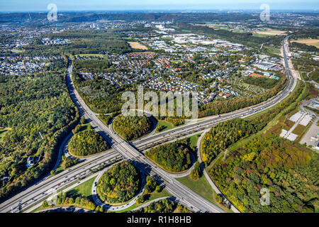 Autobahnkreuz Hagen A45, A46, Hagen, Ruhrgebiet, Nordrhein-Westfalen, Deutschland Stockfoto